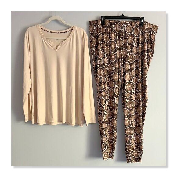 AnyBody Regular Lush Jersey Solid Top and Printed Joggers Sleep Set Sz XL NWOT - Picture 5 of 13